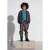 Abstract Art Knitted Cardigan, Blue - Cardigans - 2