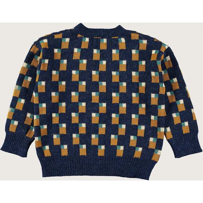 Abstract Art Knitted Cardigan, Blue - Cardigans - 3