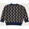 Abstract Art Knitted Cardigan, Blue - Cardigans - 3