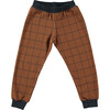 Grid Contrast Waist & Cuff Tracksuit, Brown - Sweatpants - 1 - thumbnail