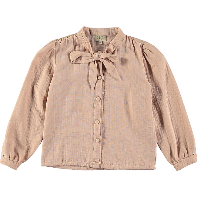 Bow Tie-Neck Collared Blouse, Rose Dust