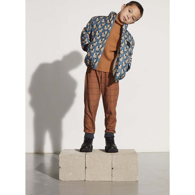 Grid Contrast Waist & Cuff Tracksuit, Brown - Sweatpants - 2