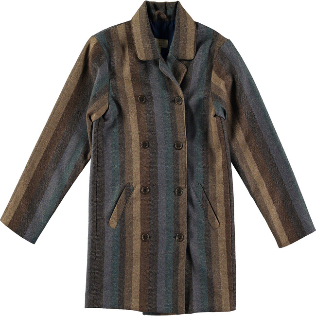 Striped Wool Long Coat, Stripes