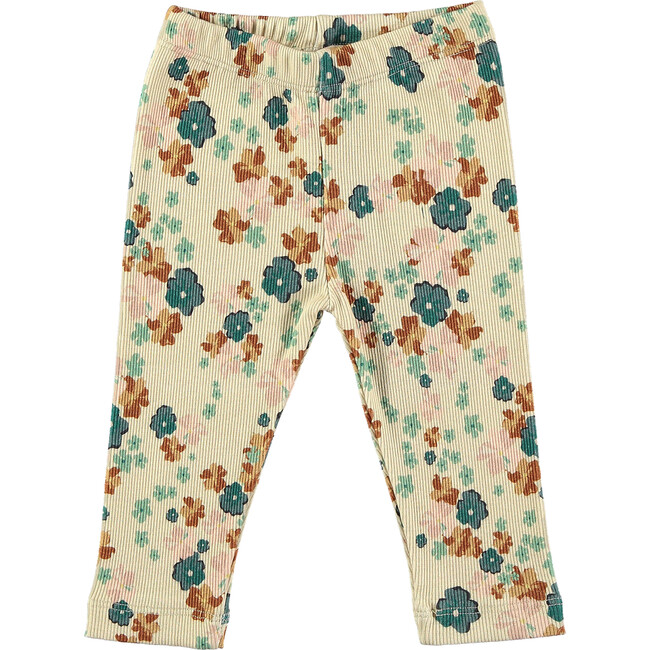 Nude Wild Flowers Ribbed Baby Leggings, Florals