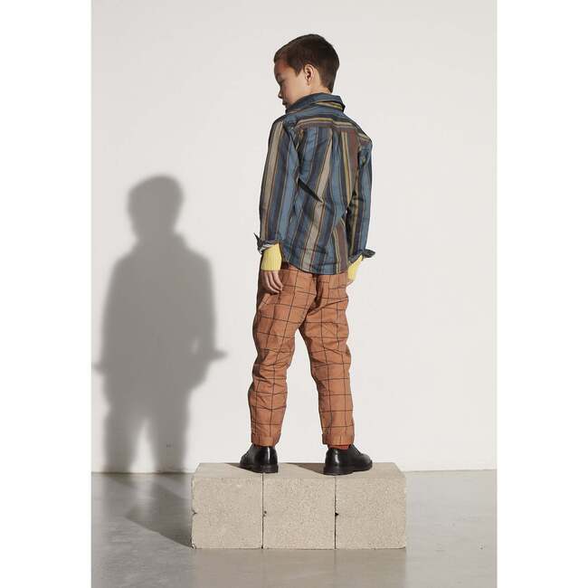 Grid Contrast Waist & Cuff Tracksuit, Brown - Sweatpants - 3