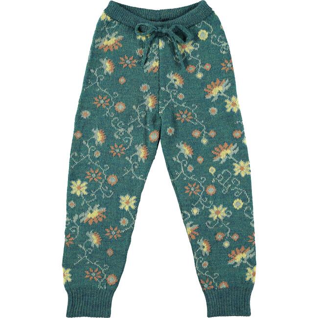 Mexican Flowers Knitted Trousers, Green