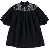 Blue Night Embroidered Velvet Dress, Blue - Dresses - 1 - thumbnail
