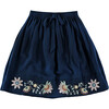 Blue Night Emroidered Double Gauze Skirt, Blue - Skirts - 1 - thumbnail