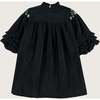Blue Night Embroidered Velvet Dress, Blue - Dresses - 2