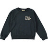 Long Raglan Sleeve Cuffed Sweatshirt, Blue Night - Sweatshirts - 1 - thumbnail