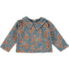 Mexican Flowers Baby Collar T-Shirt, Blue - T-Shirts - 1 - thumbnail
