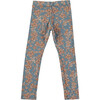 Mexican Flowers Print Leggings, Blue - Leggings - 1 - thumbnail