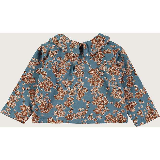 Mexican Flowers Baby Collar T-Shirt, Blue - T-Shirts - 2