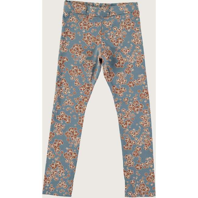 Mexican Flowers Print Leggings, Blue - Leggings - 2