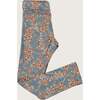 Mexican Flowers Print Leggings, Blue - Leggings - 3