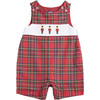 Little Archie Nutcraker Smocked Romper, Red Tartan - Rompers - 1 - thumbnail