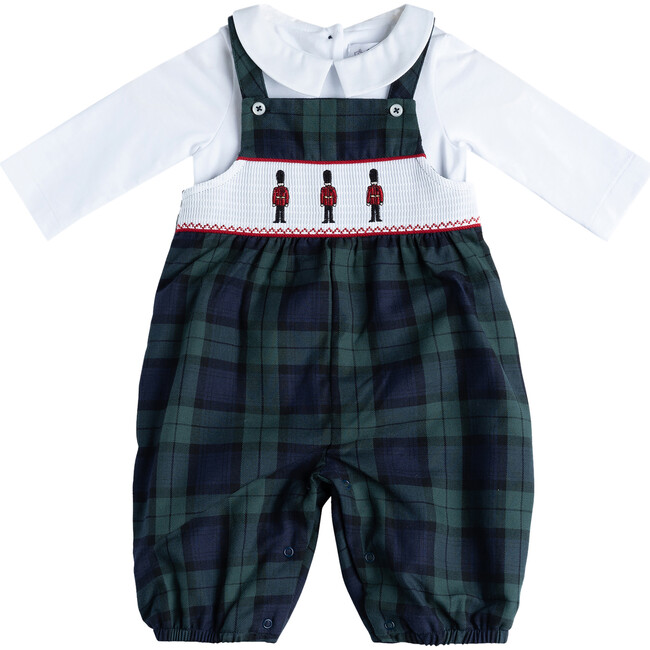 Little My First Christmas Dungaree, Navy Tartan - Rompers - 1