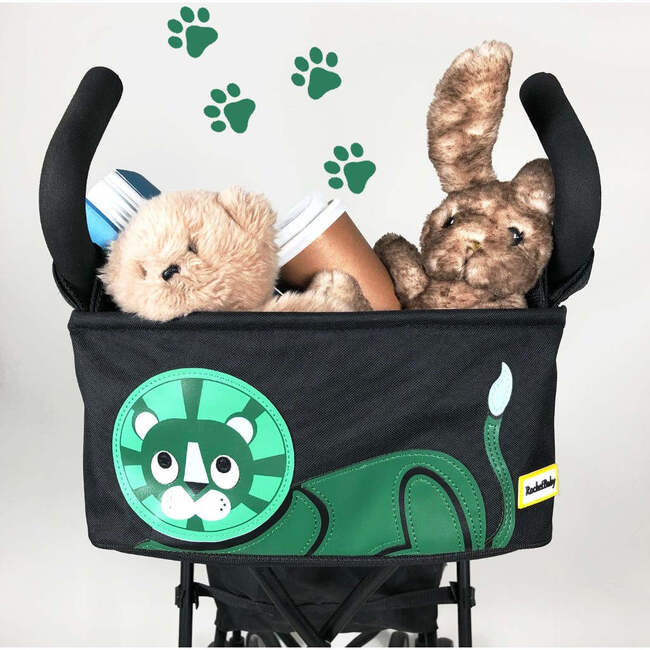 August The Lion Stroller Organizer Bag, Green & Black - Stroller Accessories - 2