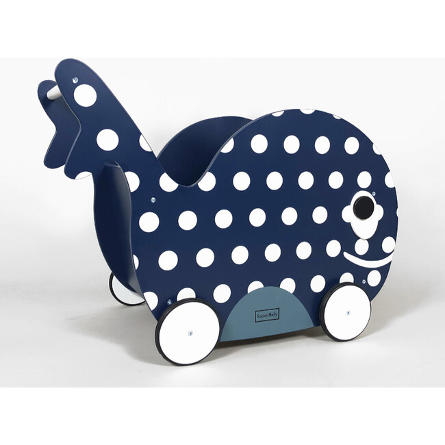 Moon Dots Push Toy & Toy Storage, Dark Blue & White - Push & Pull - 3