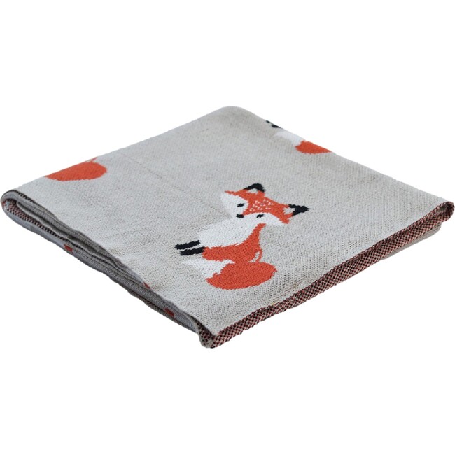 Fox Cotton Baby Blanket, Grey