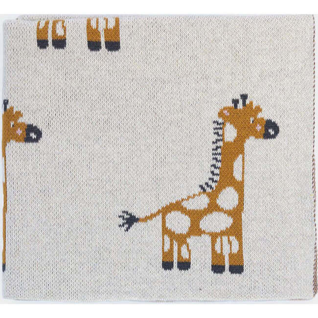 Giraffe Cotton Baby Blanket, Cream - Blankets - 2
