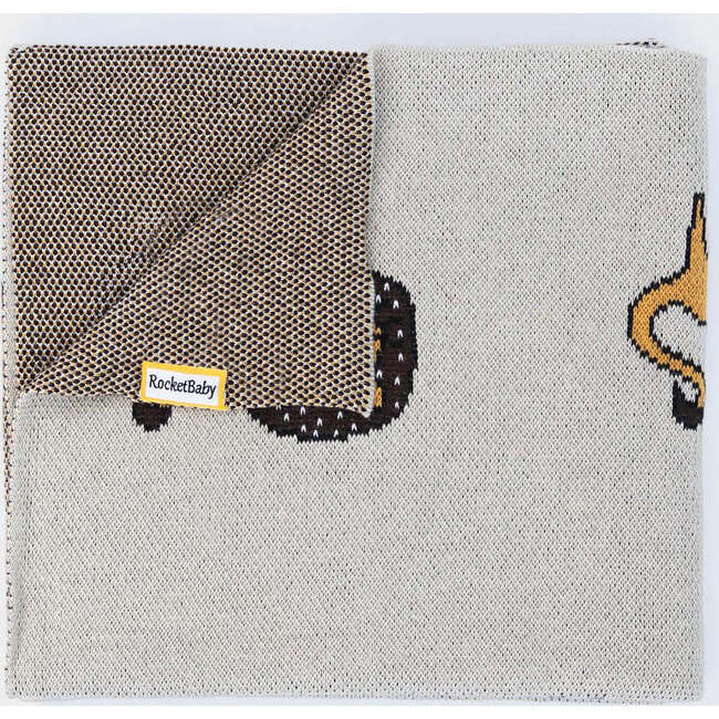 Lion Cotton Baby Blanket, Cream - Blankets - 3