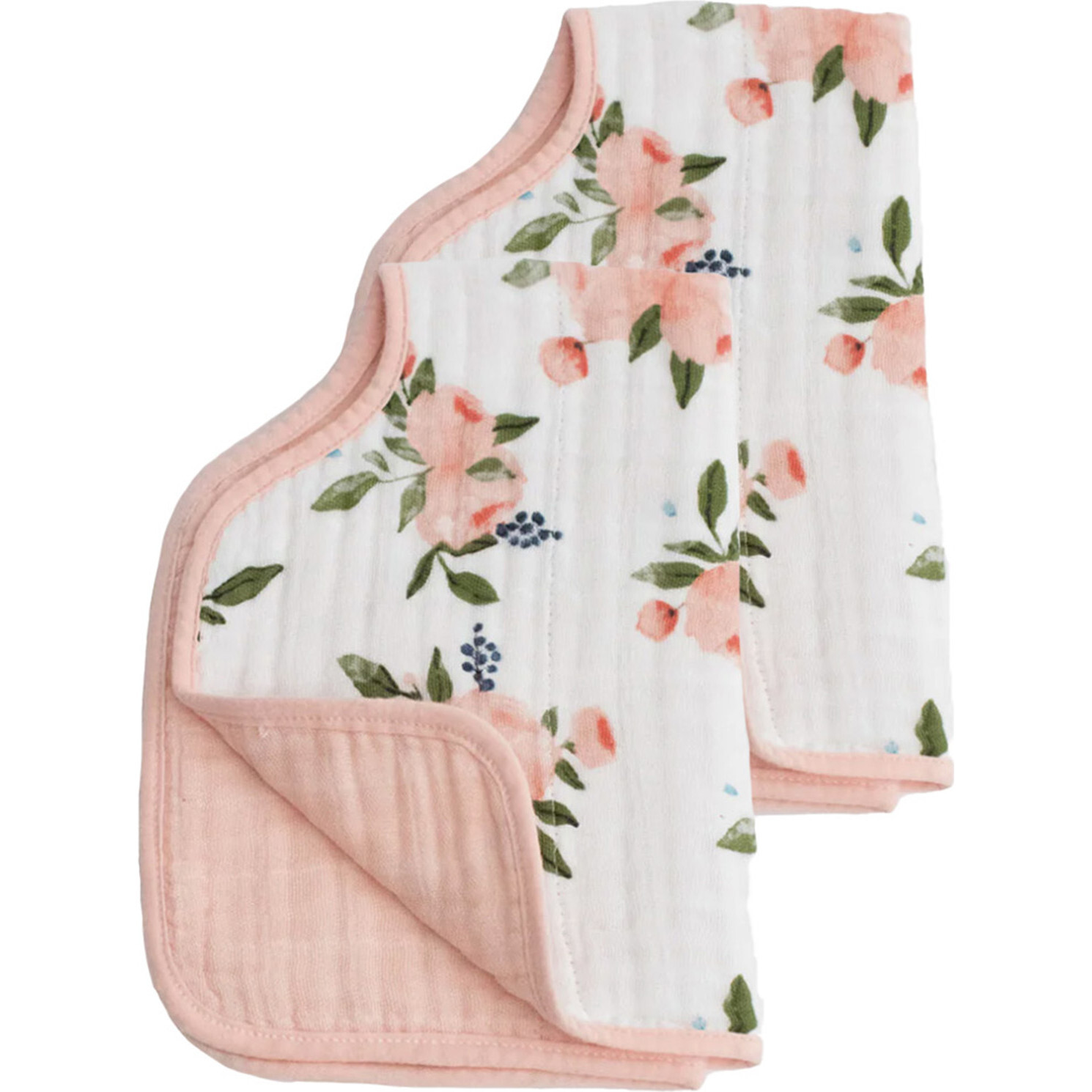 Cotton Muslin Burp Cloth 2 Pack - Watercolor Roses - Burp Cloths - 1