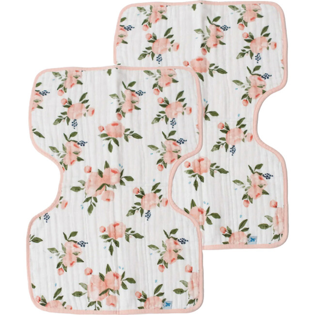 Cotton Muslin Burp Cloth 2 Pack - Watercolor Roses - Burp Cloths - 3