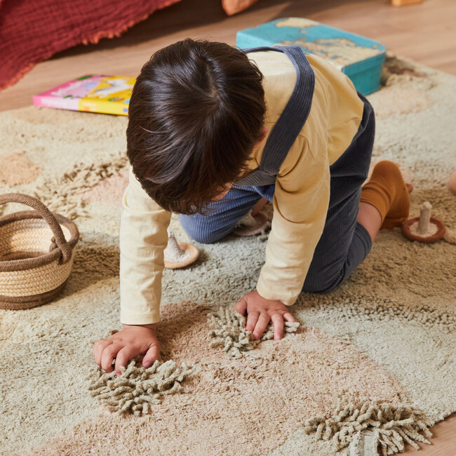 Mushroom Forest Rectangular Washable Play Rug, Olive Green - Rugs - 2