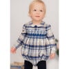 Louis Tartan Smocked Bubble, Blue - Rompers - 2