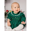 Margaret Christmas Long Sleeve Smocked Bubble, Green - Rompers - 2
