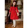 Margaret Christmas Long Sleeve Smocked Dress, Red - Dresses - 2