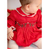 Margaret Christmas Long Sleeve Smocked Bubble, Red - Rompers - 2