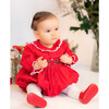 Margaret Christmas Long Sleeve Smocked Bubble, Red - Rompers - 3