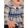 Louis Tartan Smocked Bubble, Blue - Rompers - 4