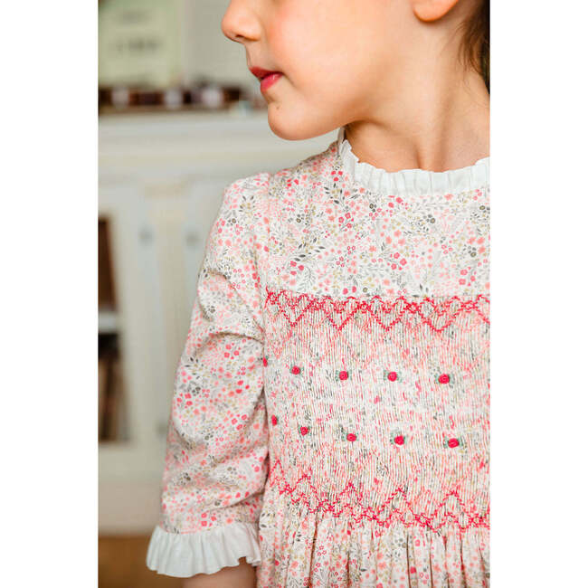 Magdalena Winter Floral Smocked Dress, Pink - Dresses - 4