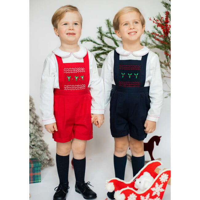 George Classic Christmas Smocked Dungaree, Navy - Overalls - 4