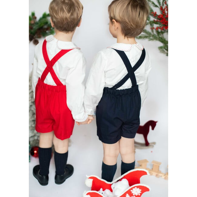 George Classic Christmas Smocked Dungaree, Red - Overalls - 5