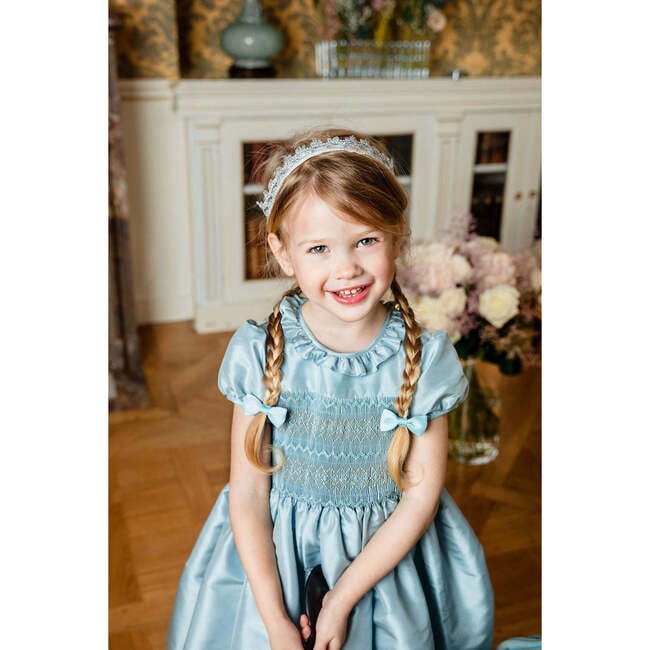 Astrid French Silk Smocked Dress, Azur - Dresses - 4