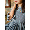 Anastasia Flannel Long Sleeve Smocked Dress, Blue - Dresses - 4