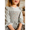 Anastasia Flannel Long Sleeve Smocked Dress, Grey - Dresses - 5