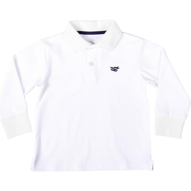 Long Sleeve Carter Polo Shirt, Wickford White