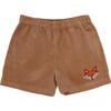 Liam Corduroy Charlie Fox Applique Shorts, Clubhouse Camel - Shorts - 1 - thumbnail