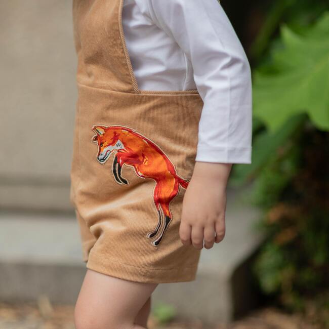 James Henry Corduroy Charlie Fox Applique Jon Jon, Clubhouse Camel - Rompers - 3