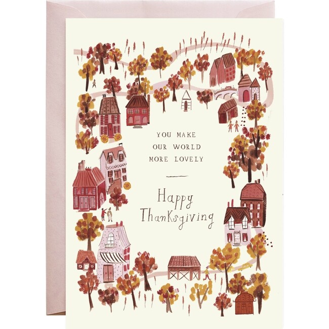 Autumn Town Thanksgiving Greeting Card