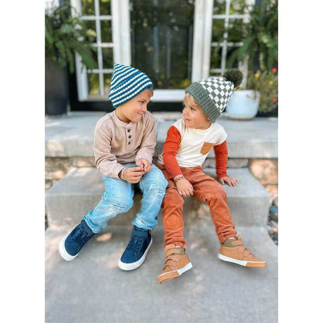 Checker Pom Beanie, Olive - Hats - 4