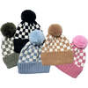 Checker Pom Beanie, Sky - Hats - 4