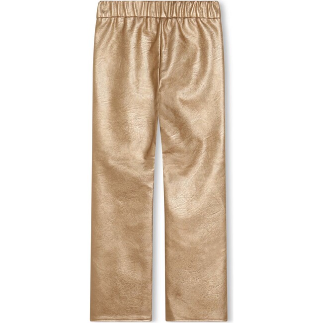 Faux Leather Gold Flare Pants - Pants - 2
