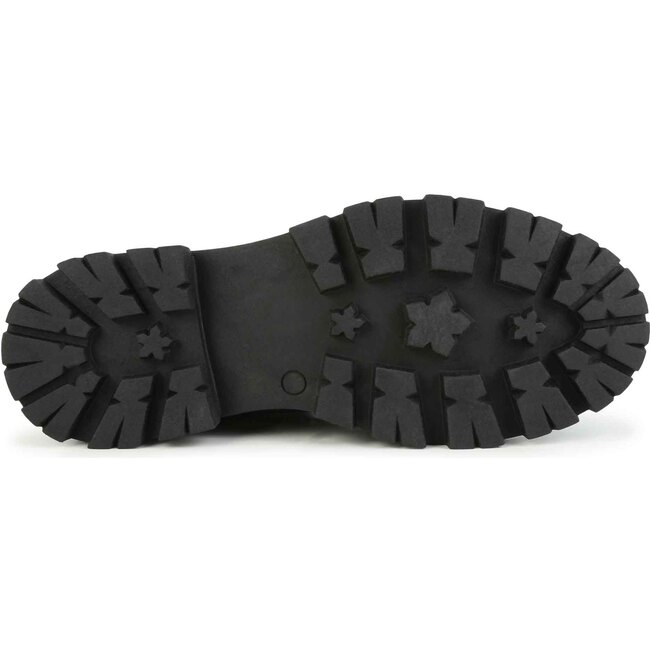 Logo-Print Laces Leather Combat Boots - Boots - 4