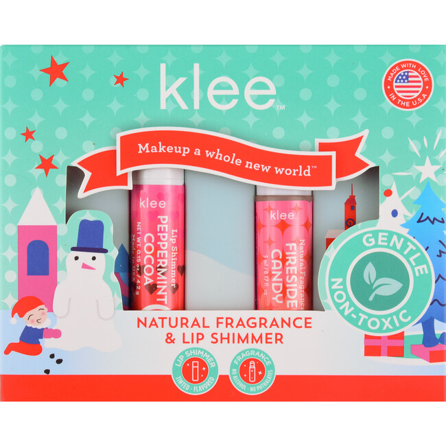 2023 Christmas Collection! Klee Naturals Fireside Candy Fragrance and Lip Shimmer Kit